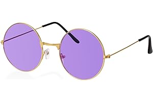 Round Hippie Glasses - 60's Style Hipster Circle Sunglasses - 1 Pair