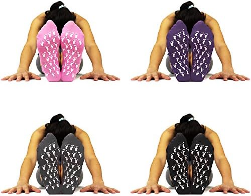 ELA SportsYoga Socks Grip Non-Slip Cotton Women, Size Fits All,(4 Colors,Pack of 4)