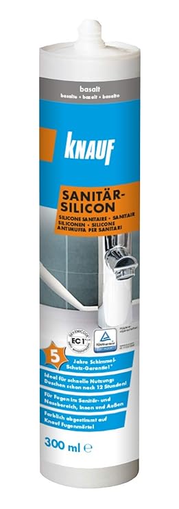 Knauf Sanitär-Silicon für den Einsatz in Sanitär-Bereichen, Bad, Dusche – dauerelastischer Silikon-Dichtstoff, schnell vernet