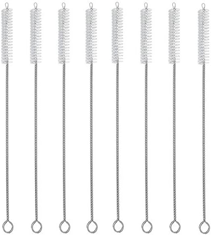 HUIXIA Straws Cleaner Brushes 8 Piece Value Pack Nylon bristles Stainless Steel Handle Pipe Tube Cleaner -3/8" Diameter x 9.5" Long