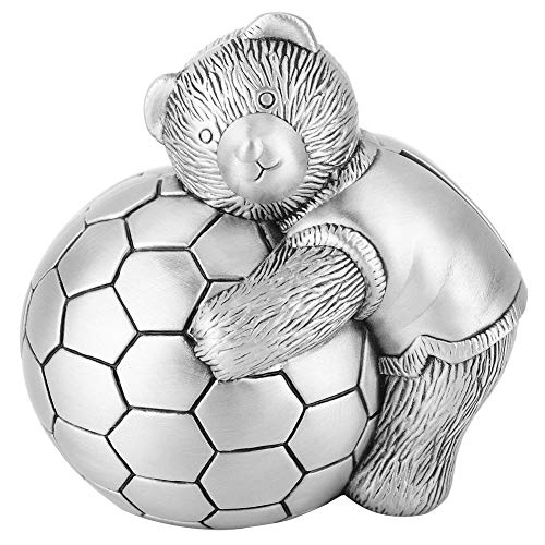 Cute Little Bear Piggy Bank, Zinc Alloy Coin Bank for Kids Boys Girls, Antique Silver, Durable Saving Pot with Classic Design for Home Desktop Ornament