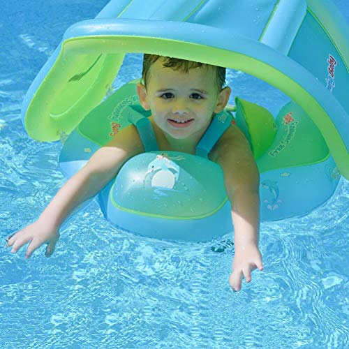 Free Swimming Baby Pool Float Activity Center with Removable Canopy for Kids Aged 6-36 Months Fun on The Water (L, Green)