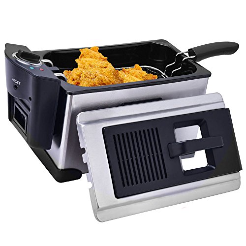 Click Here to See More Images TG888 Electric Deep Fryer Stainless Steel With Temperature Control Basket Stainless 3 1/2 Quart 1600W French Kitchen