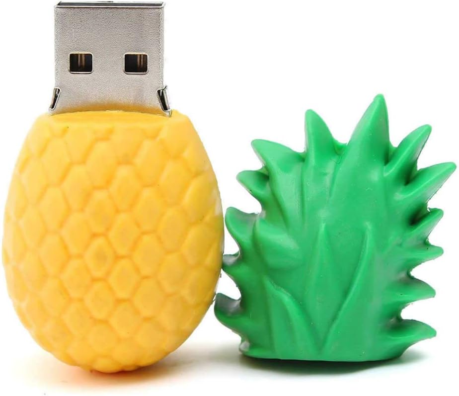 Novelty Pineapple Shape Design 32GB USB 2.0 Flash Drive Cute Memory Stick Fruit Vegetable Series Thumb Drive Data Storage Pendrive Cartoon Jump Drive Gift
