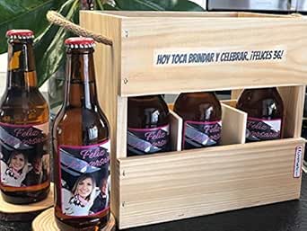 Set de 6 cervezas personalizadas con caja de madera ...