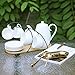 Ceramic Tea Cup Set, including 6 pcs Tea Cup and Saucer with 1 teapot Bamboo Rack, for Home and Office Coffee Teaparty by Pukka Home (Service for 6 (5 oz)) …