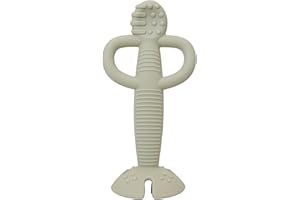 Busy Baby Teething Spoon - 2-in-1 Teether and Training Spoon for Self Feeding, Dishwasher Safe, BPA Free, Food Grade Silicone (Tan)