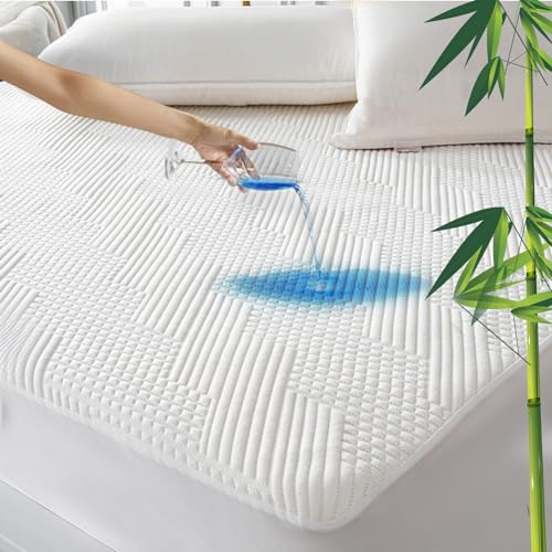 GRT Matratzenschoner wasserdicht 180x200cm, 3D-Air-Bambusfaser-Kühlmatratzenbezug & waschbare Inkontinenzauflage, atmungsaktiv, ultraweich und geräuschlos, passend für Matratzen bis zu 30 cm Höhe