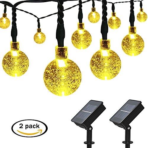 APEXPOWER 2 Packs Solar Powered Globe String Lights 30 LED 21ft Waterproof 8 Modes Christmas Crystal Ball Lights for Outdoor Indoor Thanksgiving Patio Lawn Garden Home Holiday Party Tree (2 Pack)