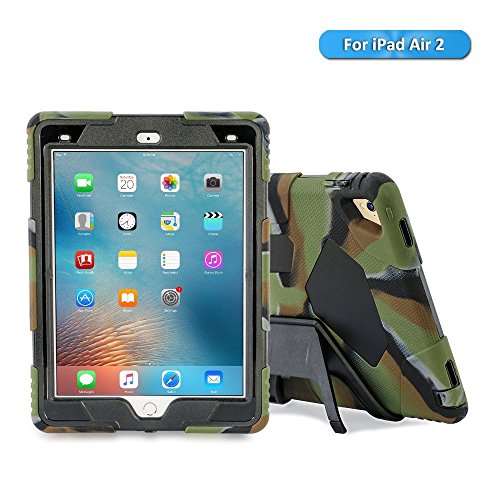 iPad Air 2 Case, iPad Kids Case, Aceguarder Shockproof Scratchproof Drop resistance Super Protection Cover Case for iPad Air 2 (camo-black)