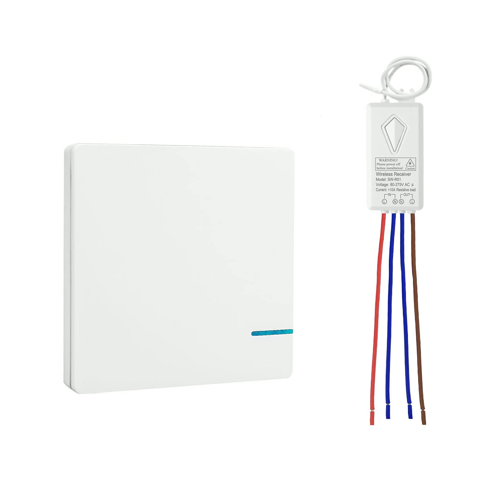 Thinkbee Wireless Switch for Lights - Radio Light Switch 230V IP66 Waterproof 433MHz RF ON/Off Wall Switches Remote Control for Lamps 330ft Indoor 1600ft Outdoor, Integrated Power Up to 1000W