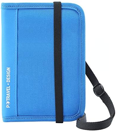 Travel Passport Wallet Family Passport Holder Credit Card Ticket Document Organizer Bag (Blue)