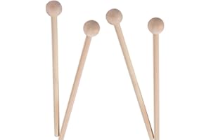 ELANDY 2 Pairs 20cm/7.8'' Length Round Head Musical Instruments Wood Mallets Percussion Sticks Hammer for Energy Chime Xylophone Wood Block and Bells (Diameter 2cm/1'')