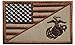 USA American Flag w/ Marine Corps USMC Military Tactical Morale Badge Patch (Brown)