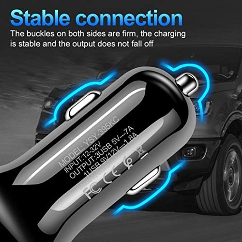 Alishebuy 3 Port USB Car Charger Mobile Phone QC 3.0 Charging Adapter