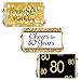 Black and Gold 80th Birthday Candy Mini Bar Wrappers, 80th Birthday Party Favors for Guests - 42 Stickers