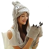 PULAMA Novelty Animal Cosplay CAP - Warm Headwraps with Mittens (Totoro without Finger Puppets)