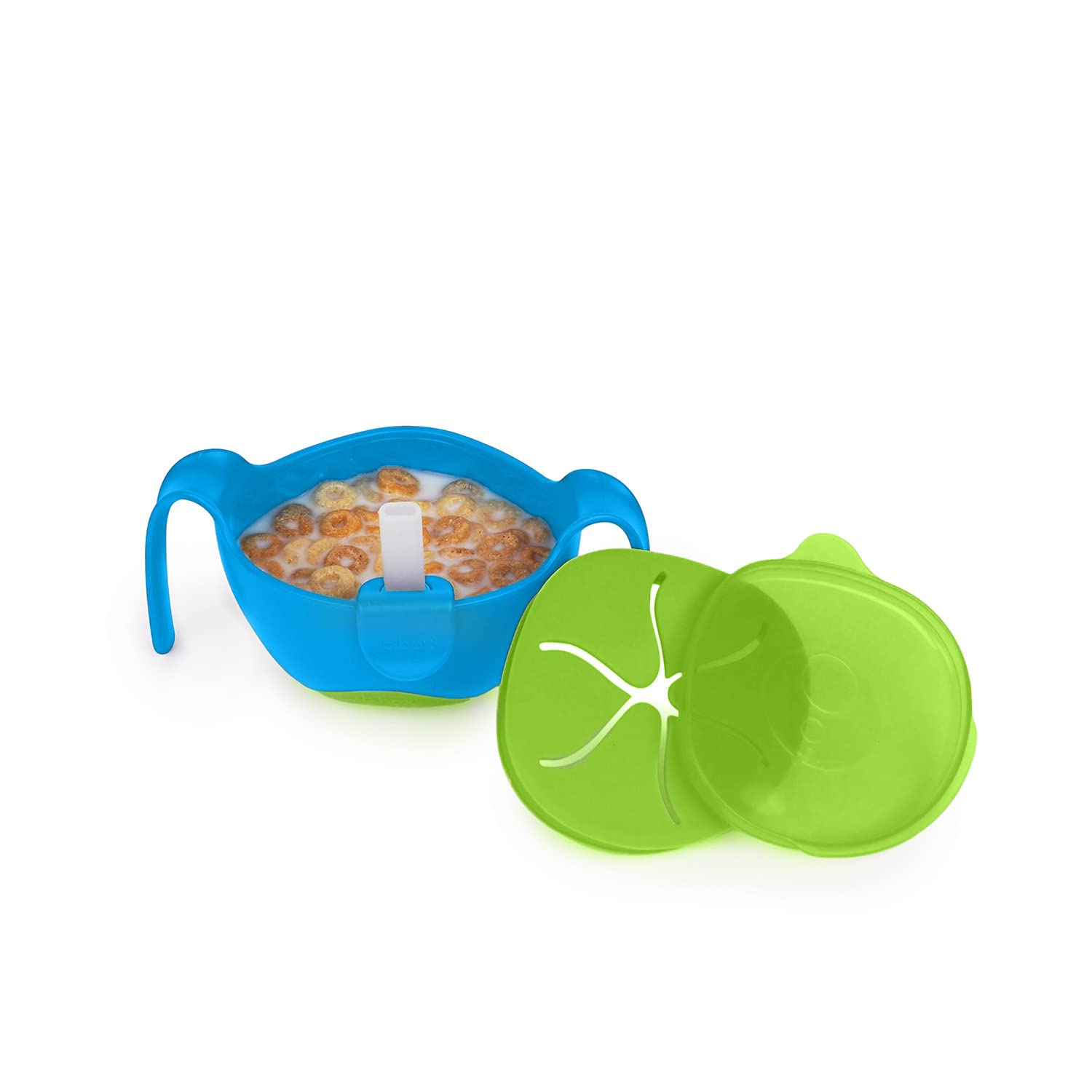 b.box 3 in 1 Bowl with Lid and Straw & Snack Insert | 6 Months + | Color: Ocean Breeze | 8.5 oz. | BPA-Free | Phthalates & PVC Free | Dishwasher & Microwave Safe
