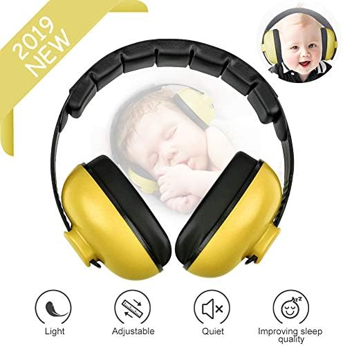 Baby Earmuffs, Infant Adjustable Noise Reduction Sound Proof Ear Muffs for Study Sleep Children Ear Winter Warmth Hearing Protection (Yellow)