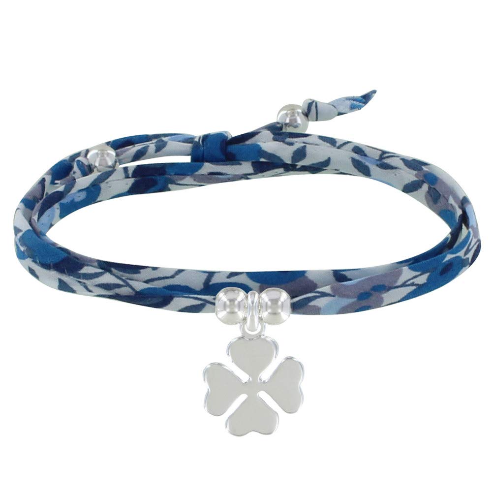 LES POULETTES BIJOUX - Double Round Link Bracelet liberty and Silver 925 Lucky Charm - Classics - Blue Navy
