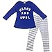 Jastore® Baby Girls 2 Piece Set Blue Long Sleeve T-Shirt and Stripes Leggings (6T)
