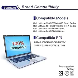 SUNNEAR 0G74G Laptop Battery Replacement for Dell
