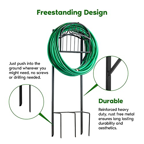 LifeSmart Garden Hose Storage Holder Stand with Storage Shelf Easy to