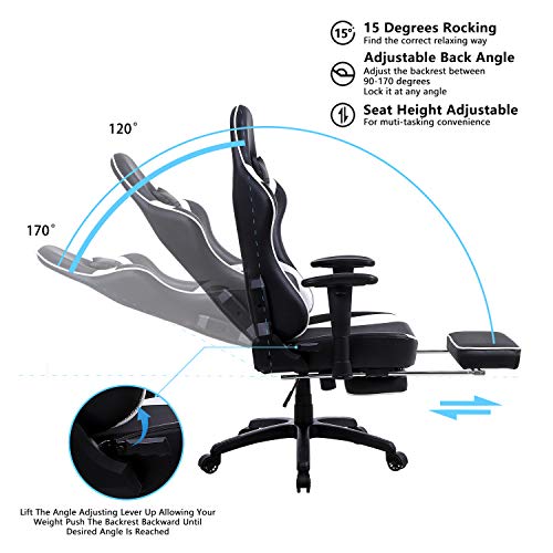 Dowinx Gaming Chair Ergonomic Office Recliner for Computer with Massage