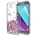 LeYi for Galaxy J3 Prime/J3 Eclipse/J3 Emerge/J3 Mission/J3 Luna Pro/Express Prime 2/Amp Prime 2/Sol 2 Glitter Case with HD Screen Protector,Girls Women Clear Liquid Case for J3 2017 Rose Gold