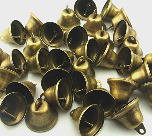 Maydahui 10PCS Small Jingle Bells Bronze Vintage Mini (1.7"X 1.5") for Dog Potty Training,Dog Door Bell,Wedding, Dog Collar,Christmas Hallowmas Decoration - Thumbnail 7