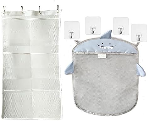 Wangzi 2 x Bath Toy Bag Organizer Strong Hooks New Design 4 Suction Cups + 4 Extra Strong Suction Cups