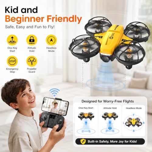 Holy Stone HS420 Mini Drone with 1080P HD FPV Camera for Kids Adults Beginners, Pocket RC Quadcopter with 3 Batteries 1Carrying Case,Toss to Launch,Gesture Selfie, Altitude Hold, Circle Fly