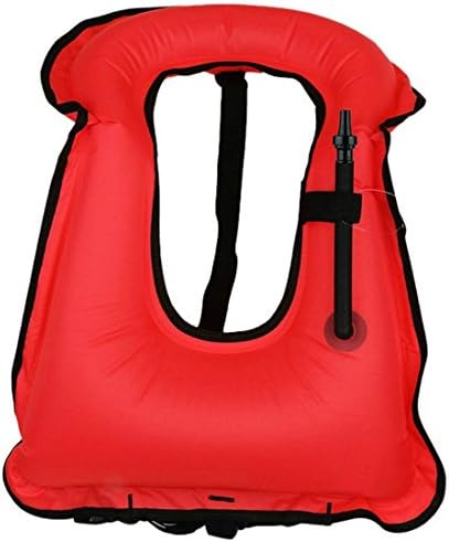 Sannyway Inflatable Diving Snorkel Vest Safety Flotation Devices Buoyancy Compensator for Water Sports Snorkeling Surfing Swimming (Red, Adult)