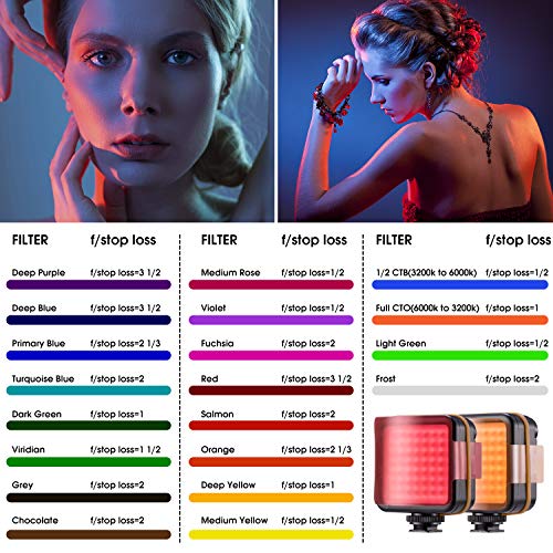 49 LED Video Light Panel Flash + 20pcs Gel Filter + Adjustable Stand Hot Shoe Mount Compatible Zhiyun Smooth Crane DJI Osmo Ronin Gimbal Stabilizer Tripod DSLR Camera Canon Nikon Olympus Photography