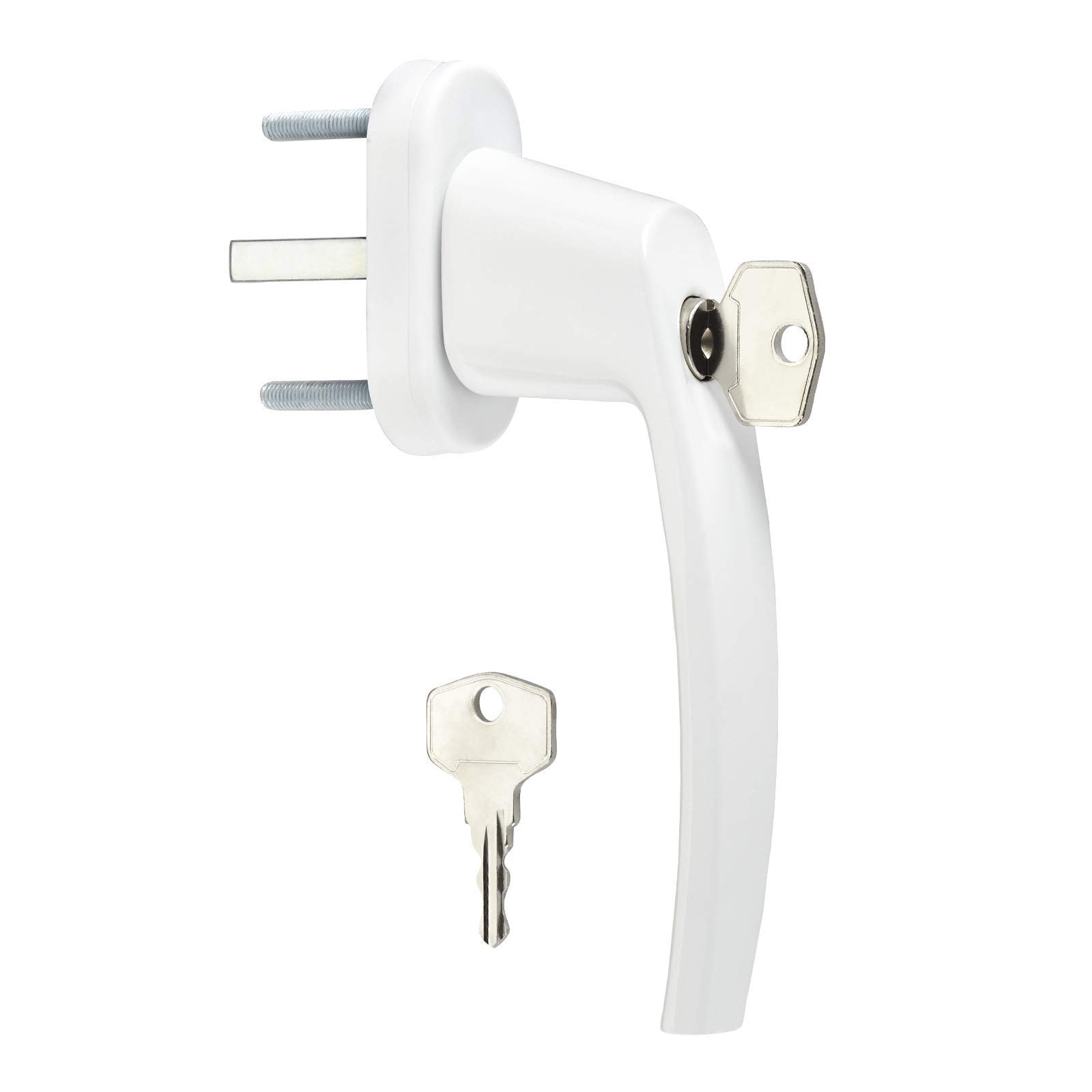 Window Handle Lockable (Keyed Alike) and 45° Lock-in Position 28 x 151 x 62 mm White Aluminium incl. 2 Keys Child-Proof