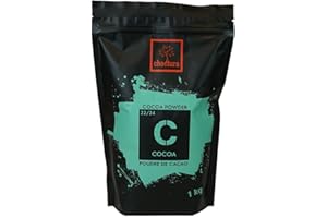 Choctura Premium Cacao Powder 22-24% Cocoa Butter Fat - 1 Kg (2.2 Lb) | Dutch Processed, Resealable Stand Up Bag, No Additive