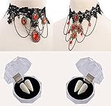 luck sea Vampire Choker Teeth Fangs Costumes for Girls - Gothic Necklace Halloween Party Supplies