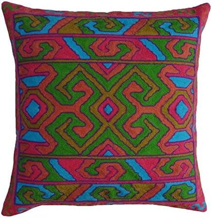 My Craft Palace Pink Suzani Handmade Bohemian Square Coutch Pillow Case