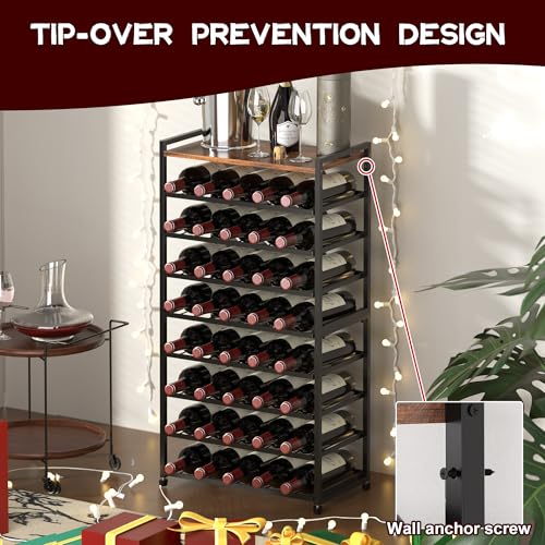 Alytree 40 Bottle Wine Rack Freestanding Floor, 8-Tier Wine Storage Racks with Table Top, Detachable Wine Bottle Holder, Bar Stand Display Shelf for Kitchen, Bar(L46 x W24 x H86cm