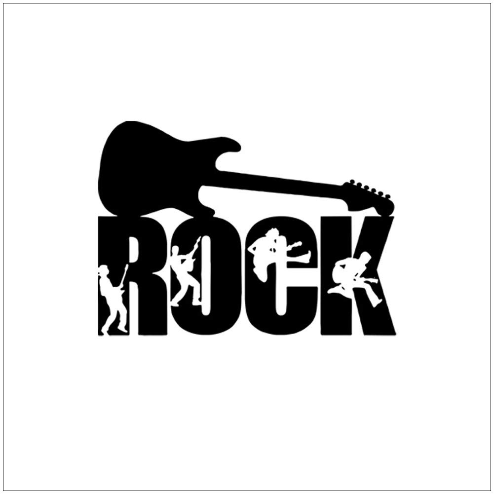 Rock Music Guitar Wall Sticker, Rock Band Wall Transfers Decal for Home Studio Living Room Bedroom Classroom Decoartaion, Black Music Wall Mural Art