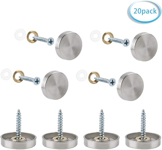 INCREWAY Mirror Screws, 20 Sets 22mm Stainless Steel Mirror Nails with Decorative