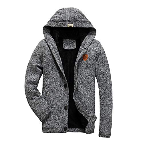 Clearance Sale,2018 New WUAI Men's Eco Fleece Jackets Knit Cardigan Fashion Outdoors Sports Thickened Plush Coats(Grey,US Size L = Tag XL)