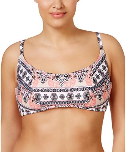 BECCA ETC Women's Plus-Size Belly Dancer Bikini Top With Coin Charm Trim, Multi, 2X