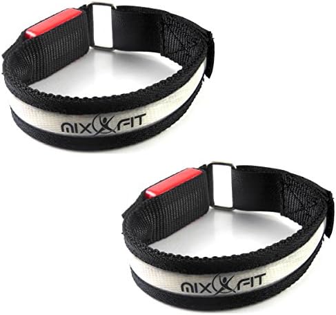MIX FIT 2-Pack Reflective LED Adjustable High Visibility Armbands. Running Hiking Cycling Jogging in Dusk and at Night - Safety First
