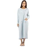 Casual Nights Women's Quilted House Coat Button Down Robe Long Sleeve Below Knee