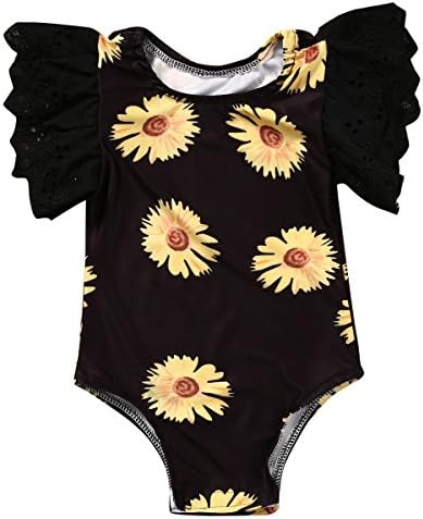 Newborn Baby Girls Sunflower Bodysuit Romper Jumpsuit Dress Clothes(12-18 months,black)