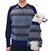 Blueberry Pet Fair Isle Style Yale Blue Snowflakes Pullover Dog Sweater, Back Length 16
