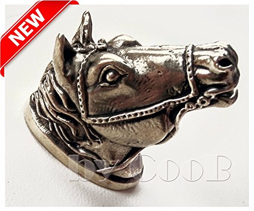 CooB - by Finger Guard & Knives Knife Pommel Bolster Silver/Bronze for Custom Handle Knife Making + Branded Lucky Dice Bead for KNIFE LANYARD, PARACORD BRACELETS in GIFT! (HORSE) - Thumbnail 6