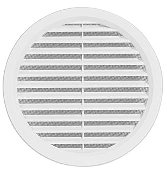 Kunststoff Lüftungsgitter - Abluftgitter - rund - mit Flansch/Rohranschluß und Insektenschutz - Deckmaß: 179 mm (VM150) (1)