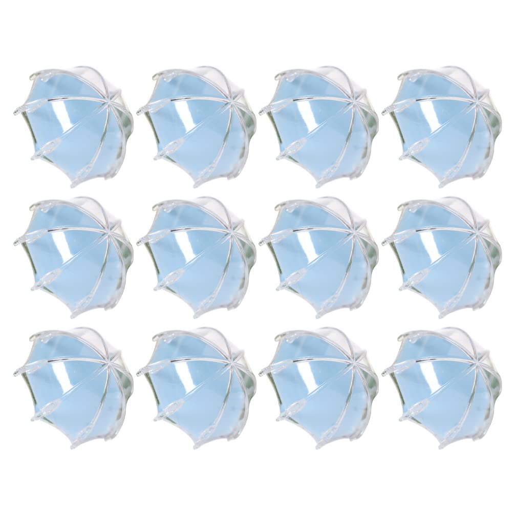 12Pcs Wedding Favour Candy Boxes Umbrella Shape Chocolate Boxes Case for Baby Shower Party Packaging Craft False Eyelashes Treat Blue